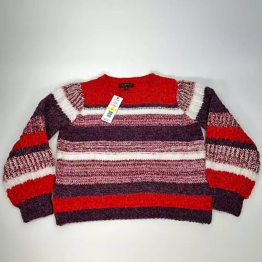 Joseph A Womens Pullover Sweater Multicolor Stripe Long Sleeve Crew Neck M New